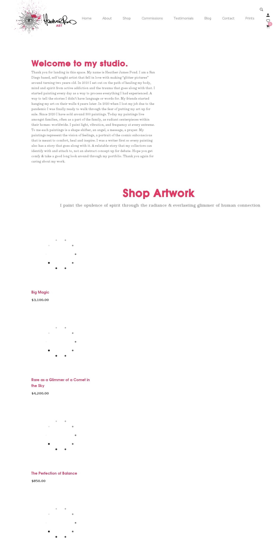 Lezada Shopify theme site example heatherpondart.com