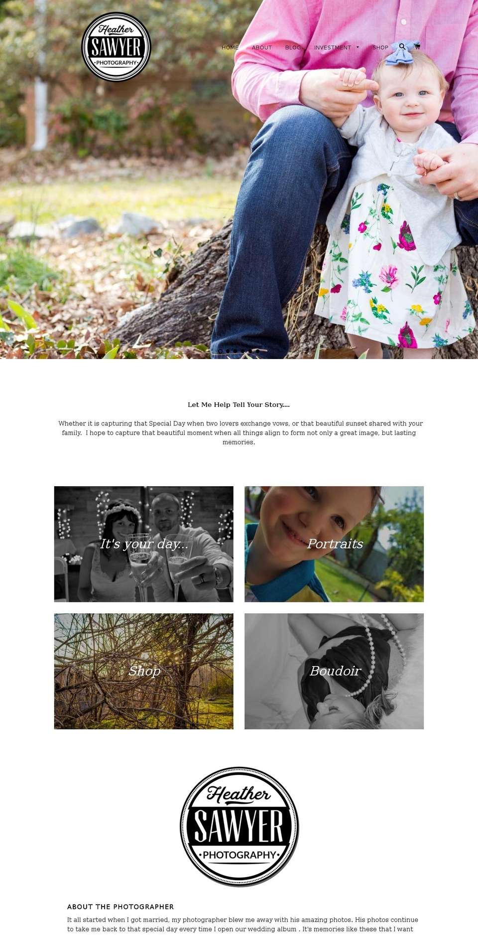 heathersawyerphotography.com shopify website screenshot