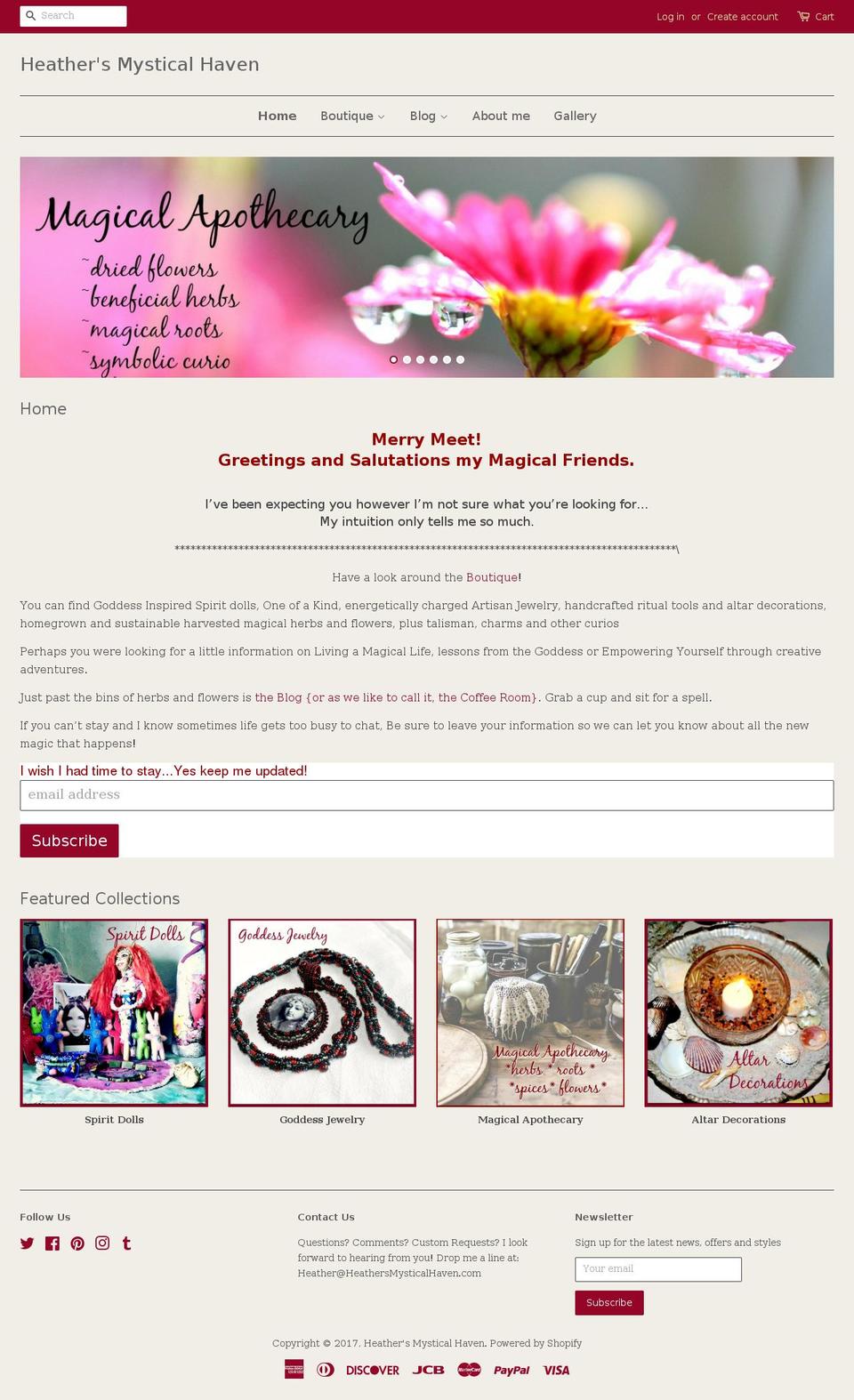heathersmysticalhaven.com shopify website screenshot