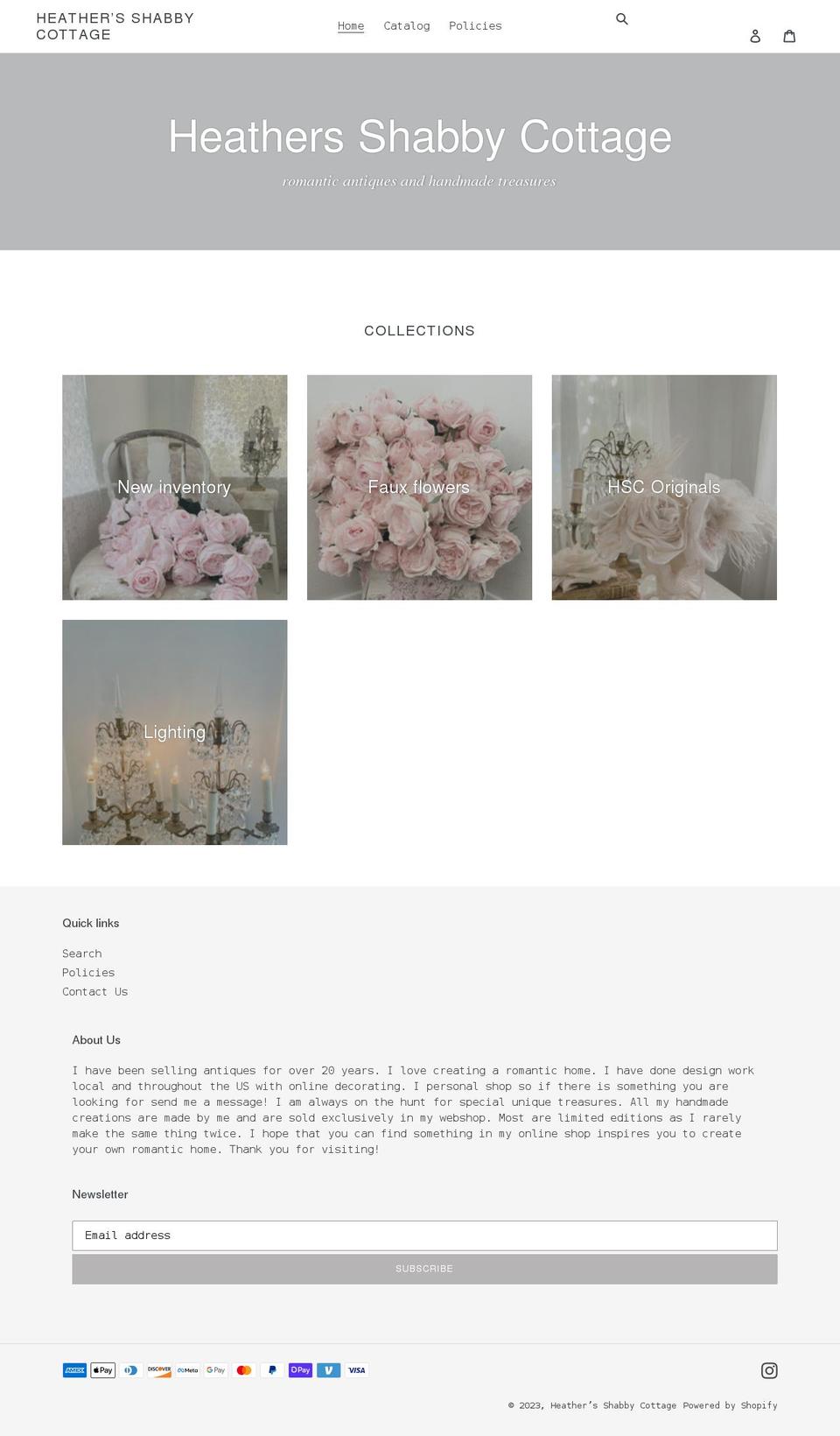 heathersshabbycottage.com shopify website screenshot