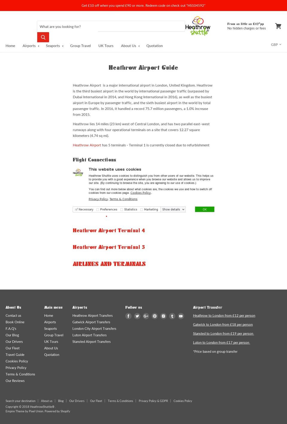 heathrowairportinformation.com — Shopify storefront screenshot
