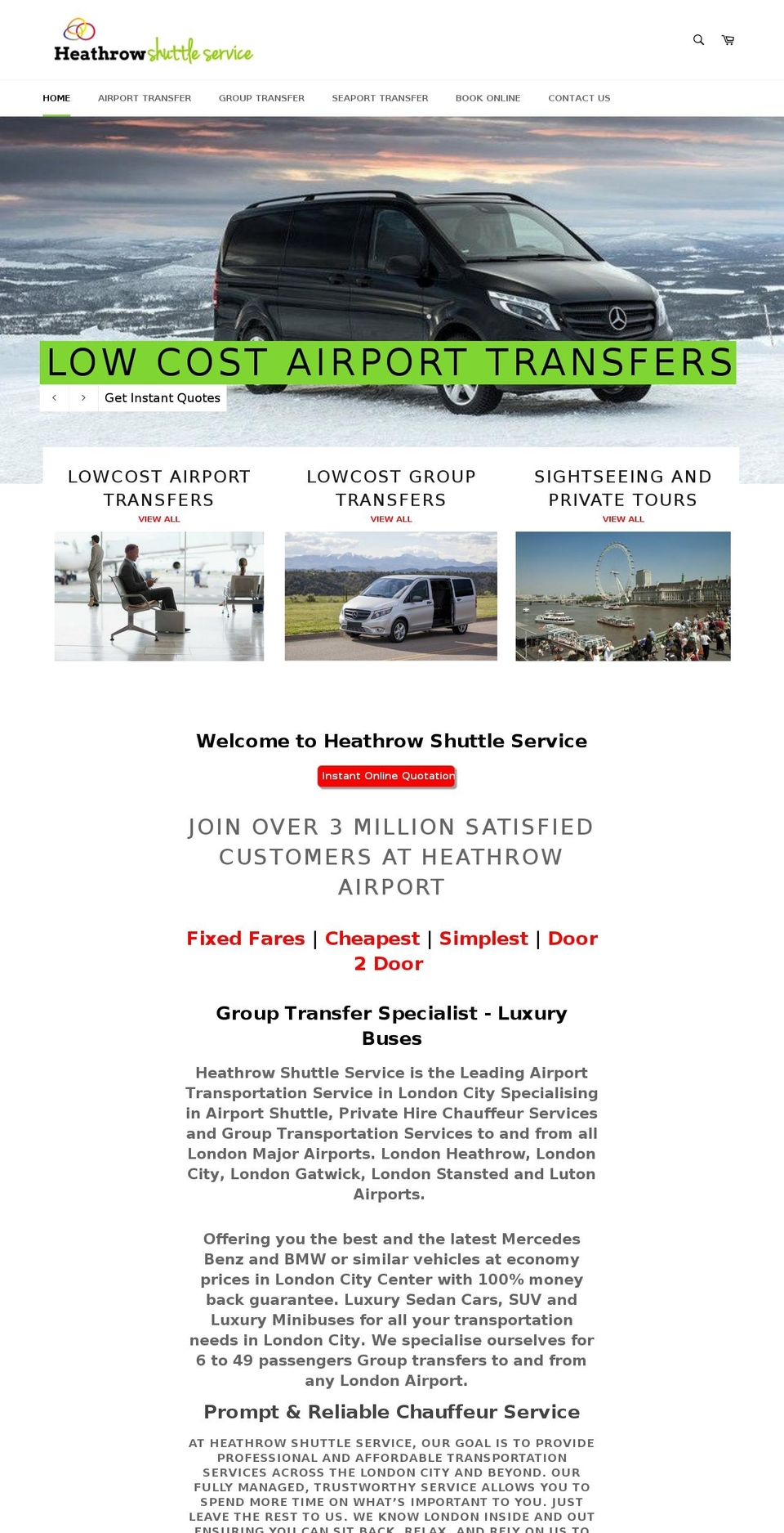 heathrowshuttle.com shopify website screenshot