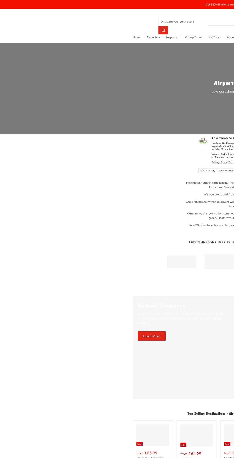 heathrowshuttle.net shopify website screenshot