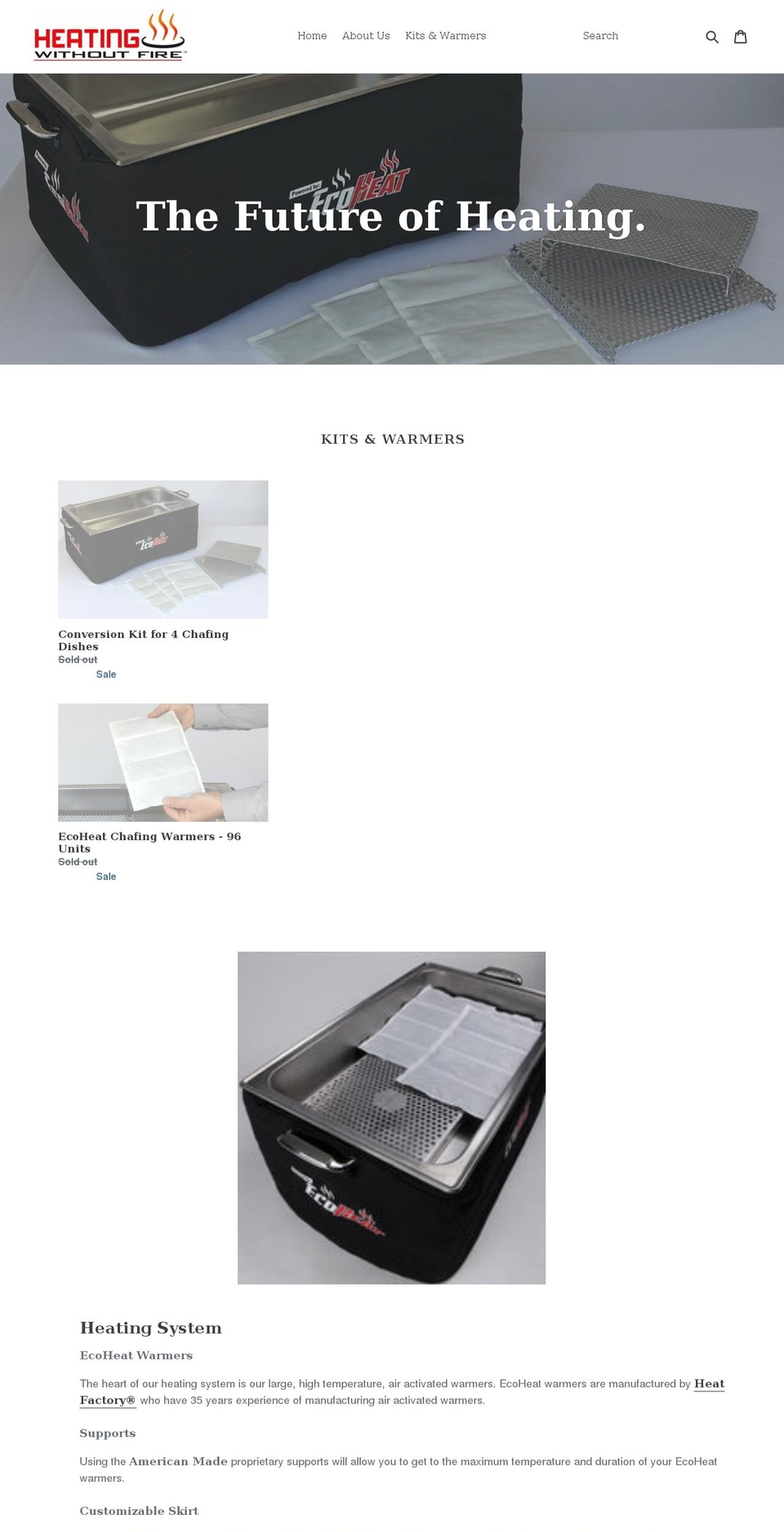 heating-without-fire.myshopify.com shopify website screenshot