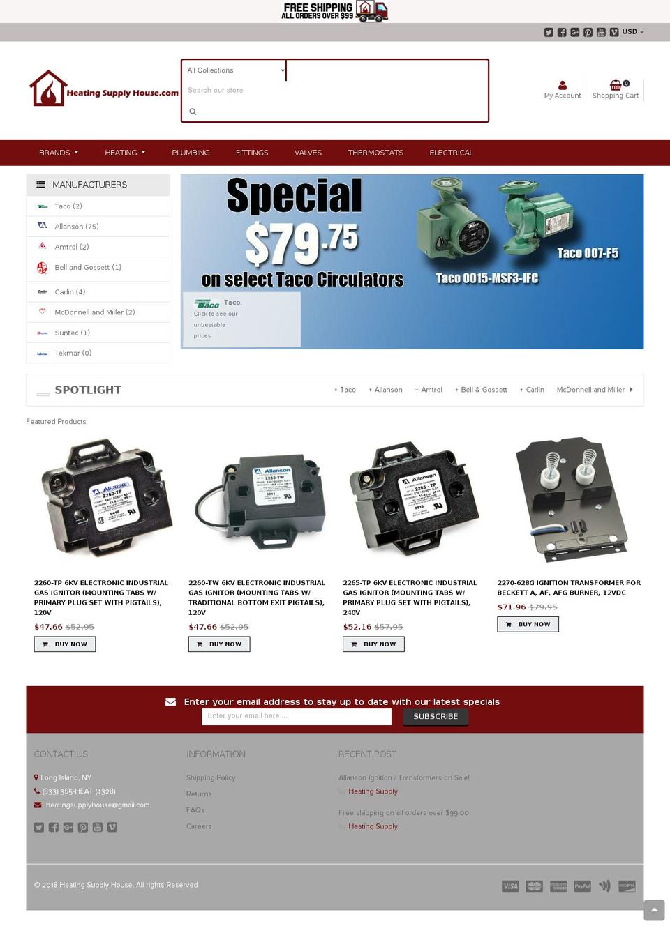 heatingsupplyhouse.com shopify website screenshot