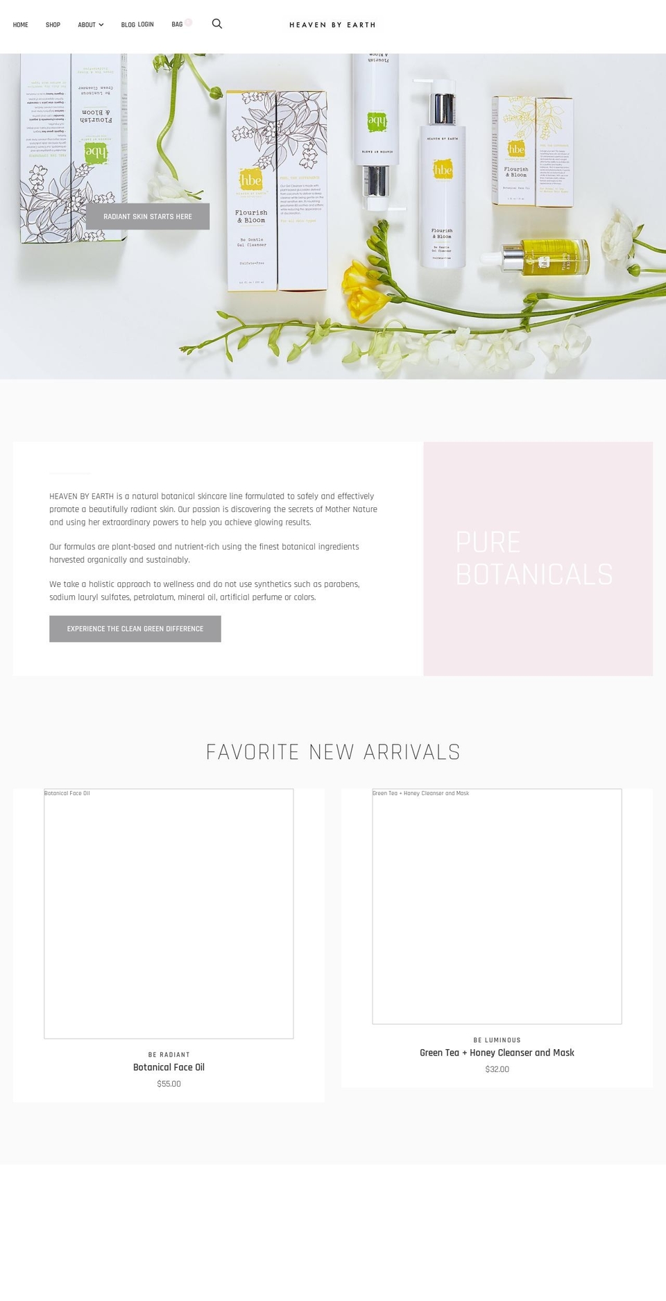 heavenbyearth.com — Shopify storefront screenshot