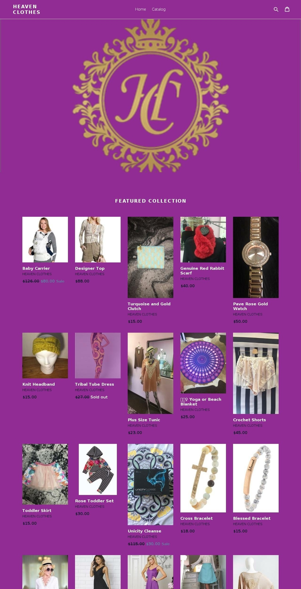 heavenclothes.com shopify website screenshot