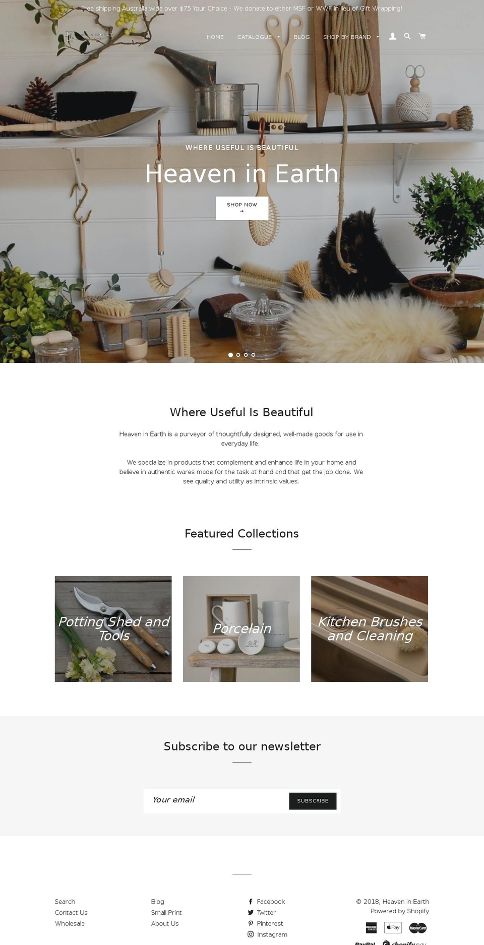 heaveninearth.com.au shopify website screenshot