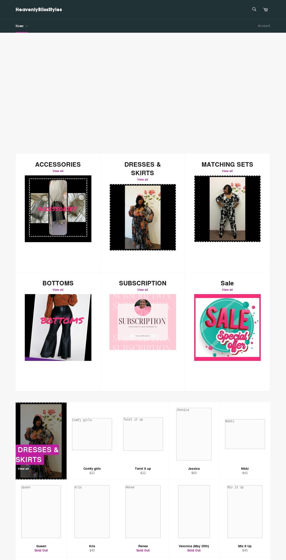 heavenlyblissstyles.com shopify website screenshot