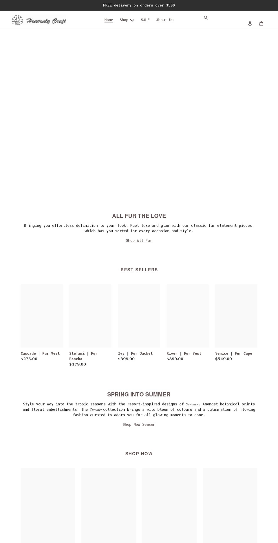 heavenlycraft.com shopify website screenshot