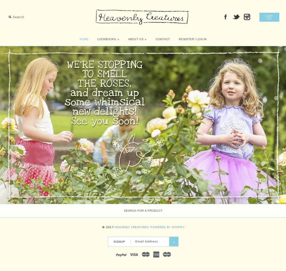 heavenlycreatures.net.au shopify website screenshot