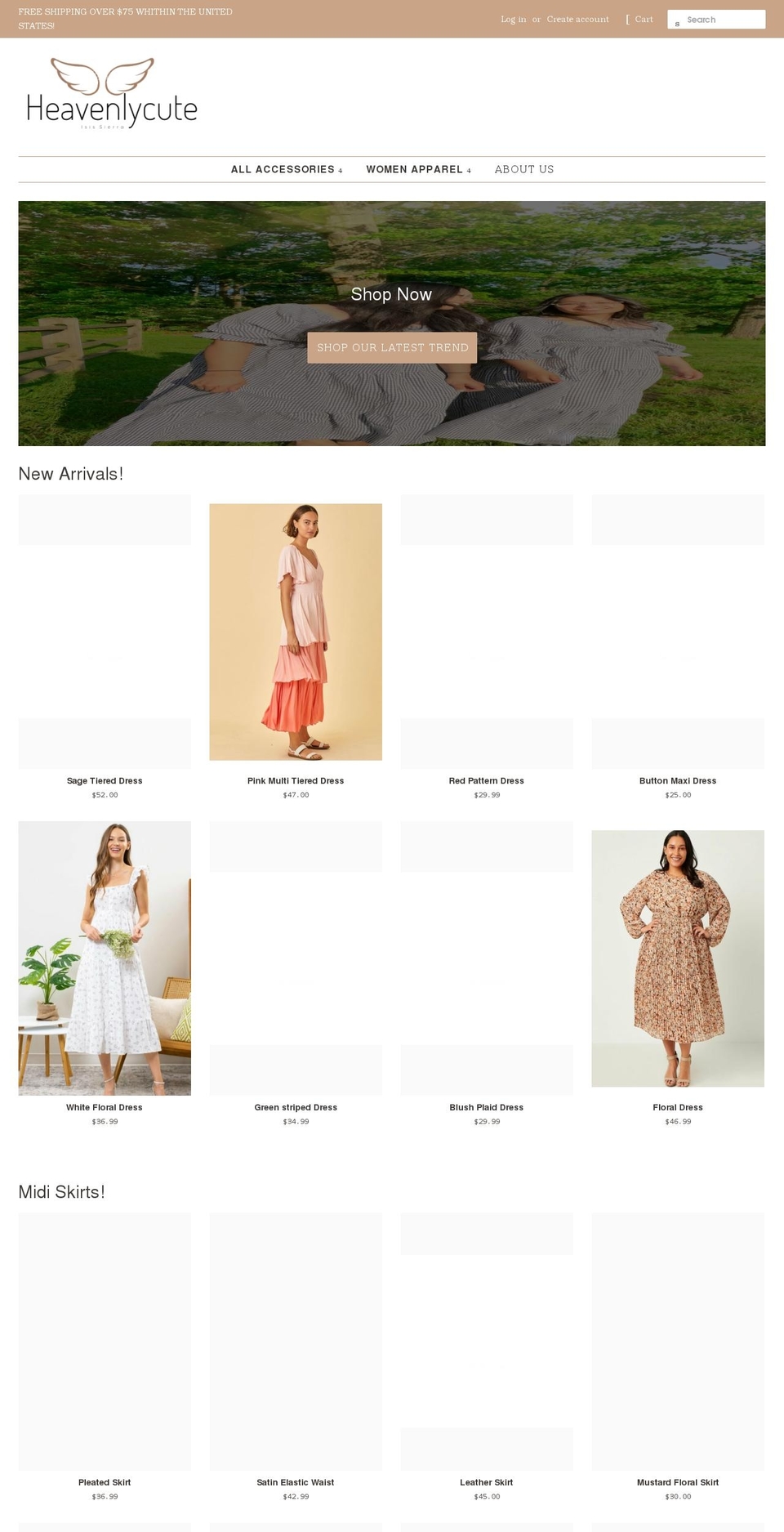 heavenlycute.com shopify website screenshot