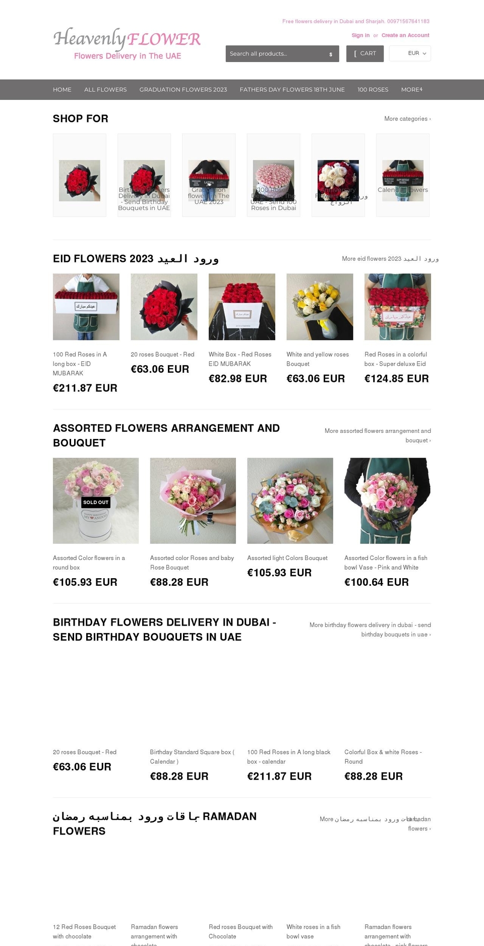 heavenlyflower.ae shopify website screenshot