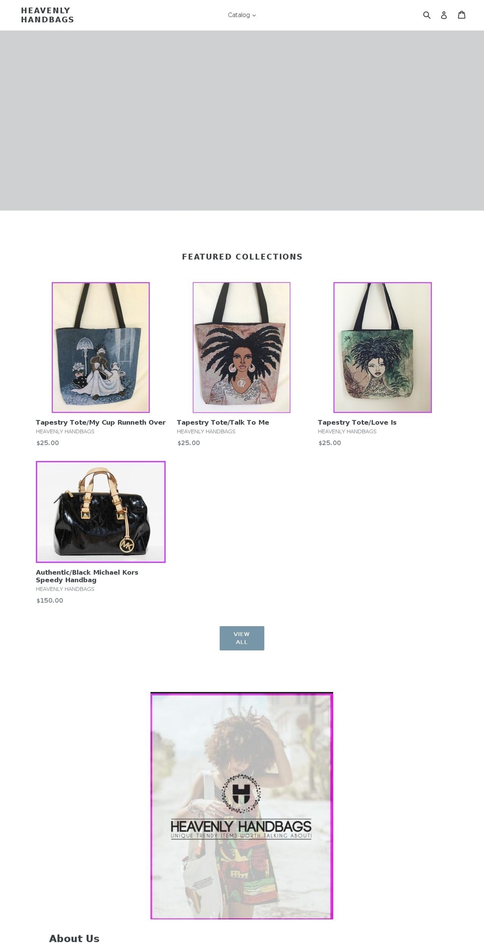 heavenlyhandbags.store shopify website screenshot