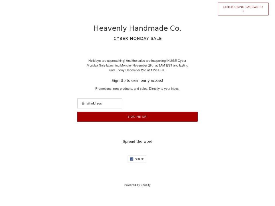 Handmade Shopify theme site example heavenlyhandmadeco.com
