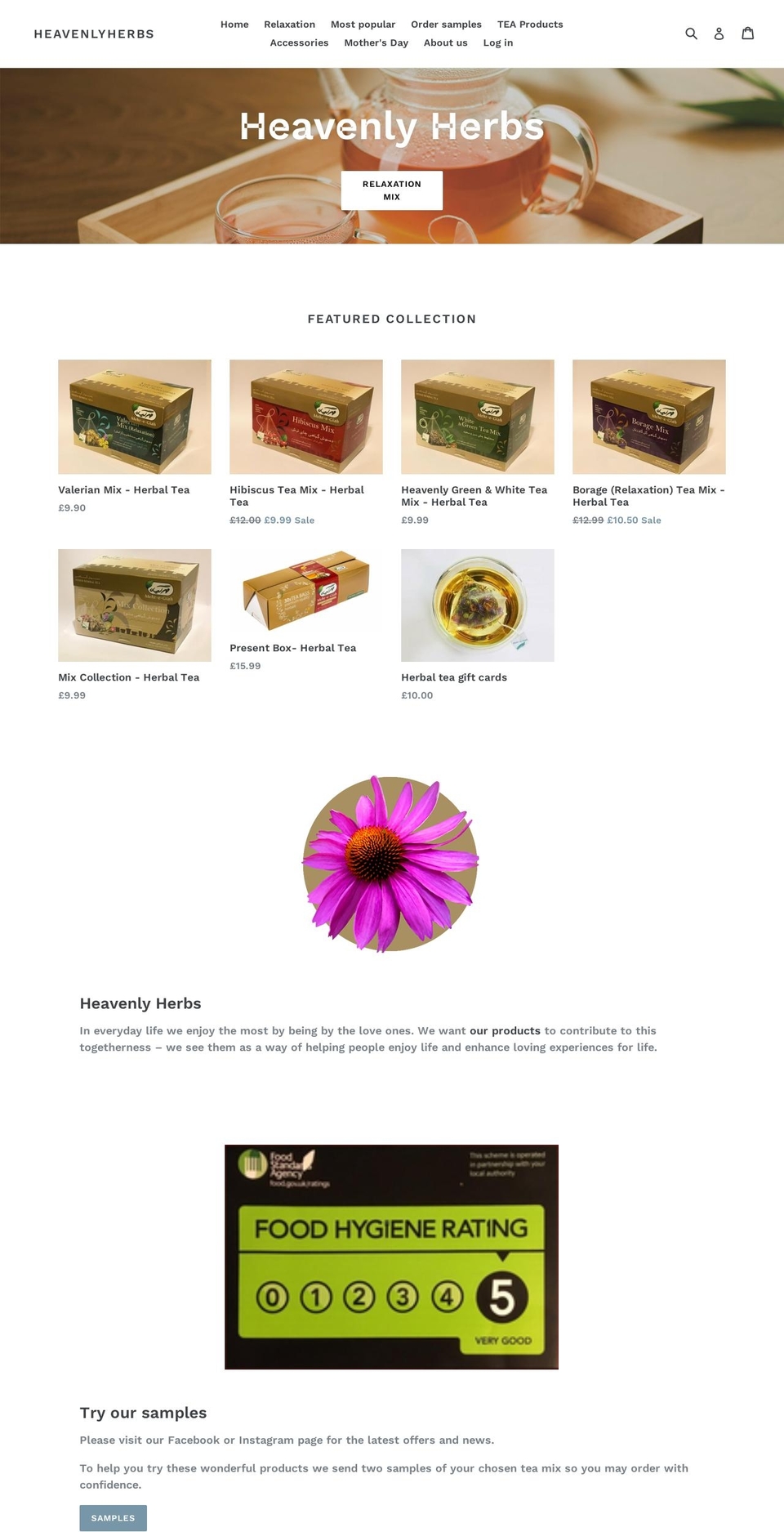 heavenlyherbs.co.uk shopify website screenshot