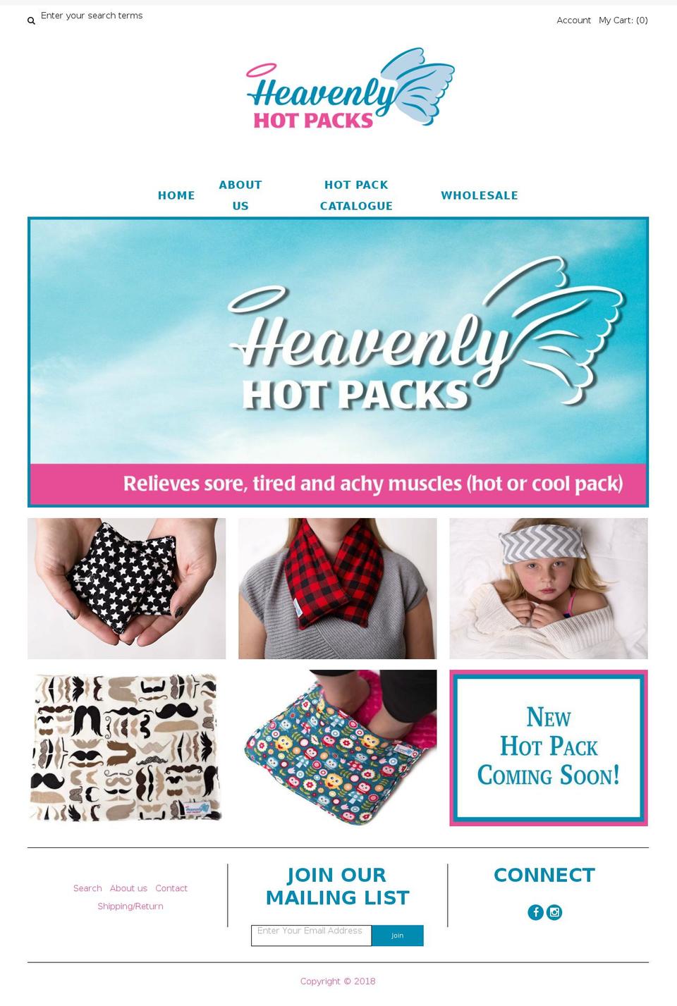 heavenlyhotpacks.ca shopify website screenshot