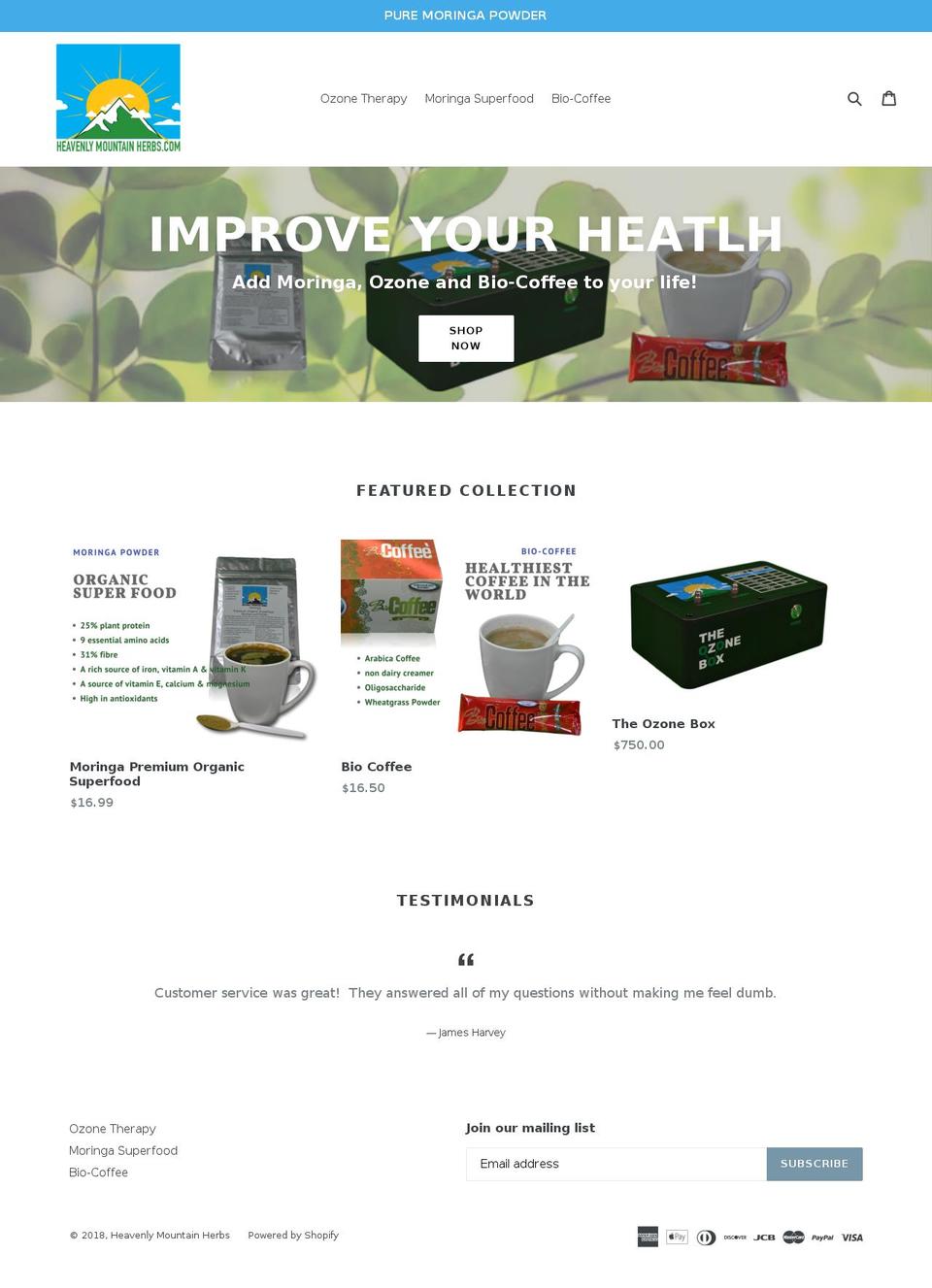 heavenlymountainherbs.com — Shopify storefront screenshot