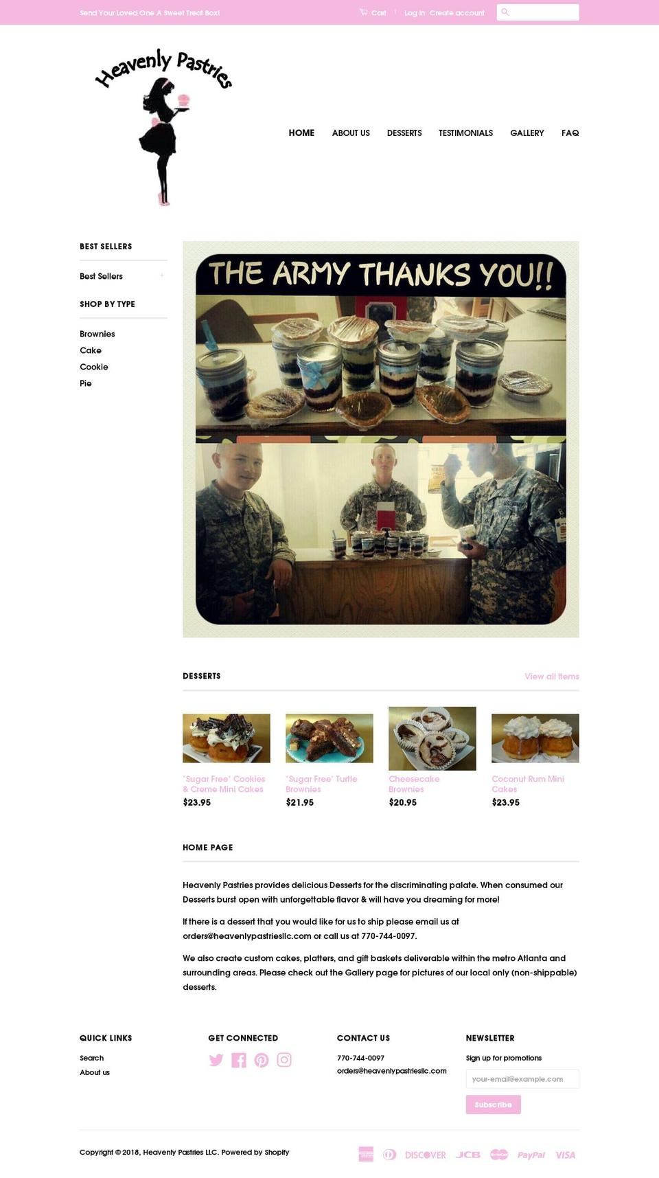 heavenlypastriesllc.com shopify website screenshot