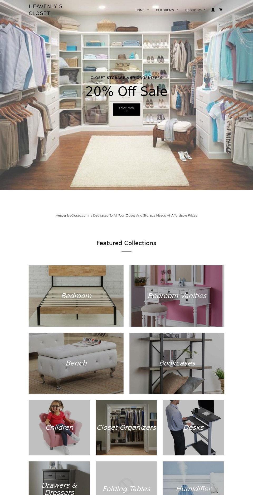 heavenlyscloset.com shopify website screenshot