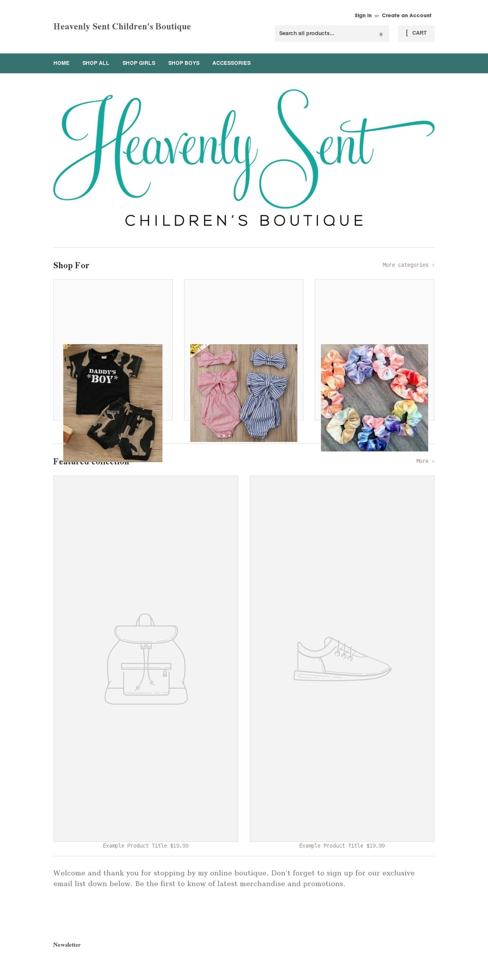 ecommentors Shopify theme site example heavenlysentchildrensboutique.com