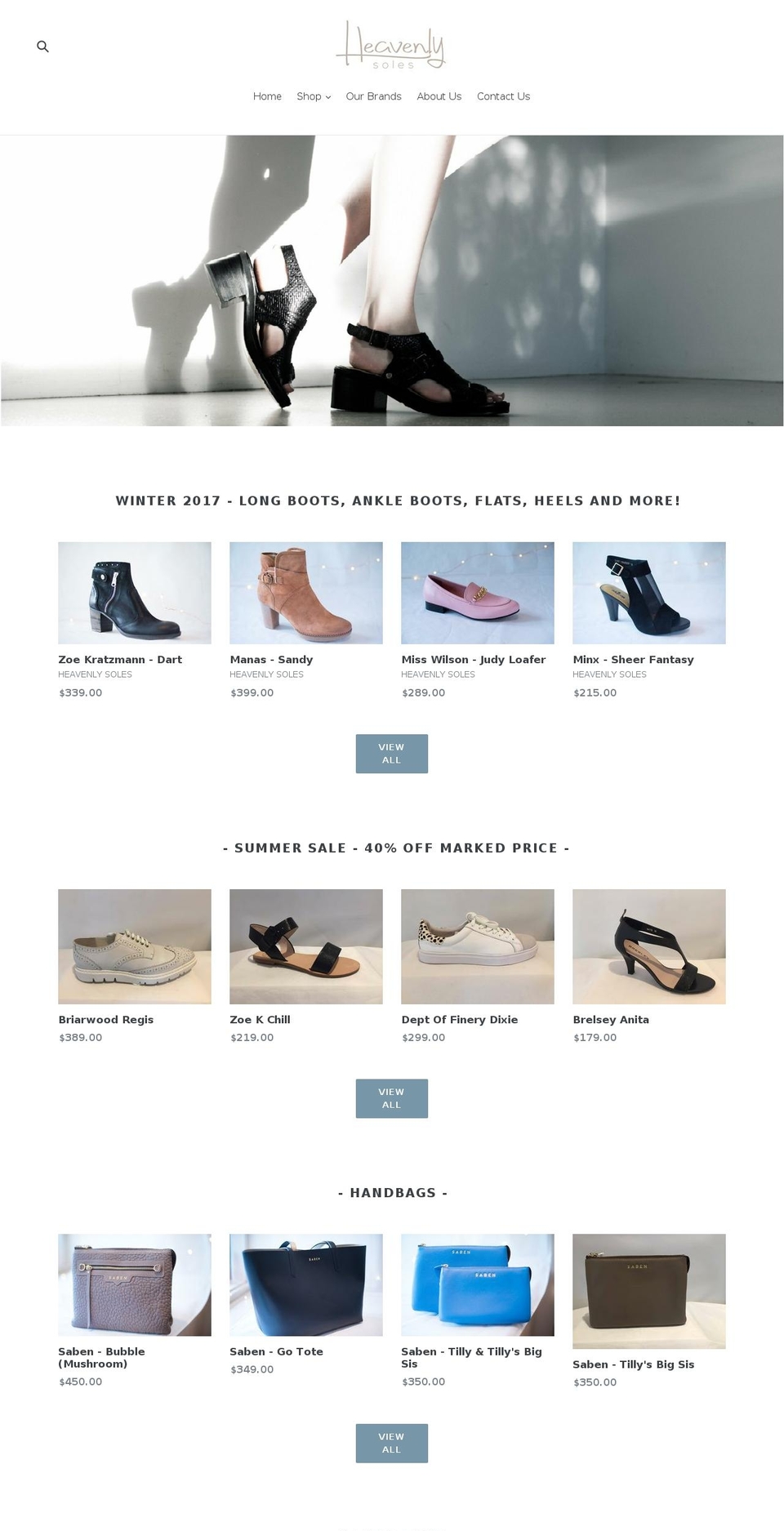 heavenlysoles.co.nz shopify website screenshot