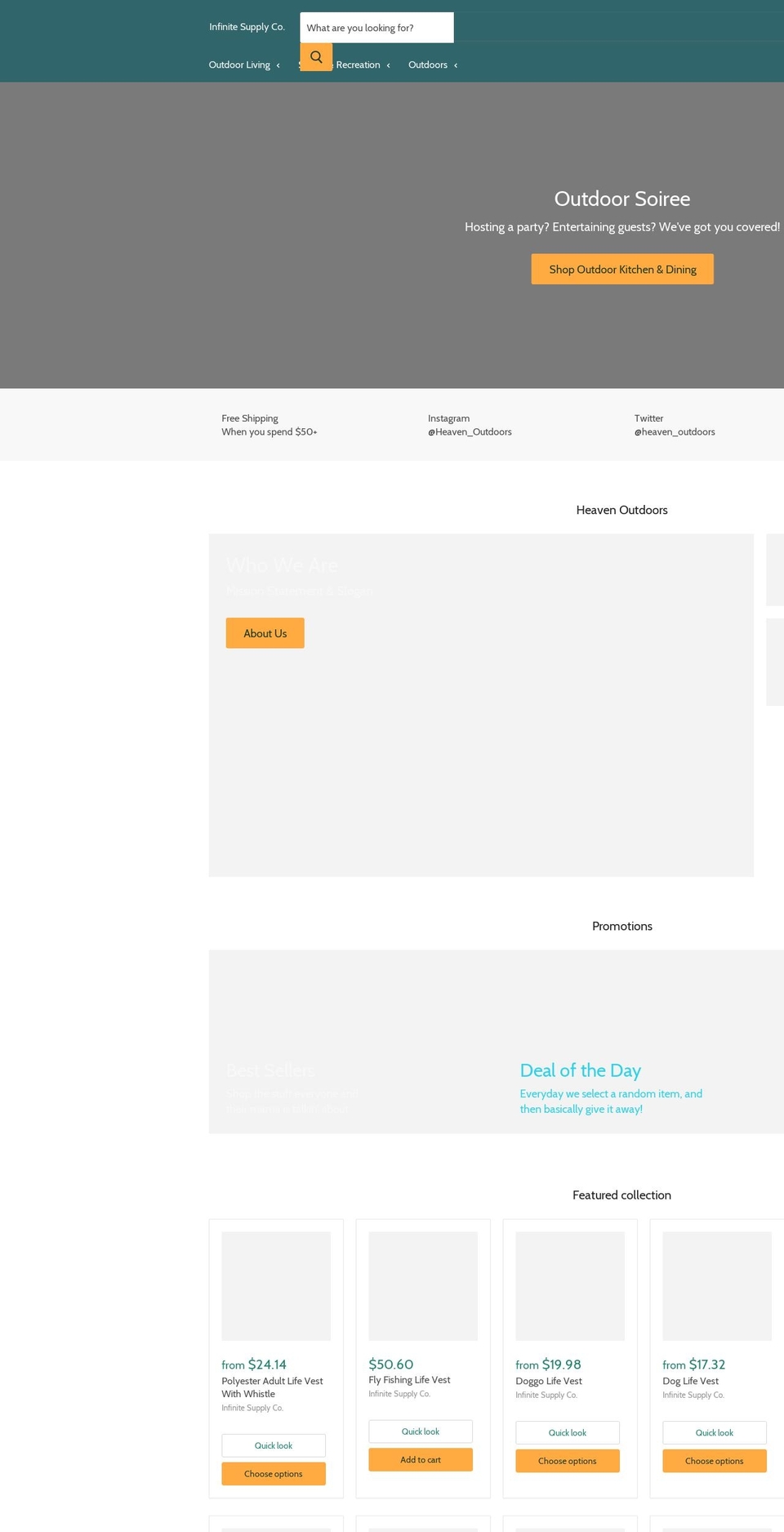 heavenoutdoors.com — Shopify storefront screenshot