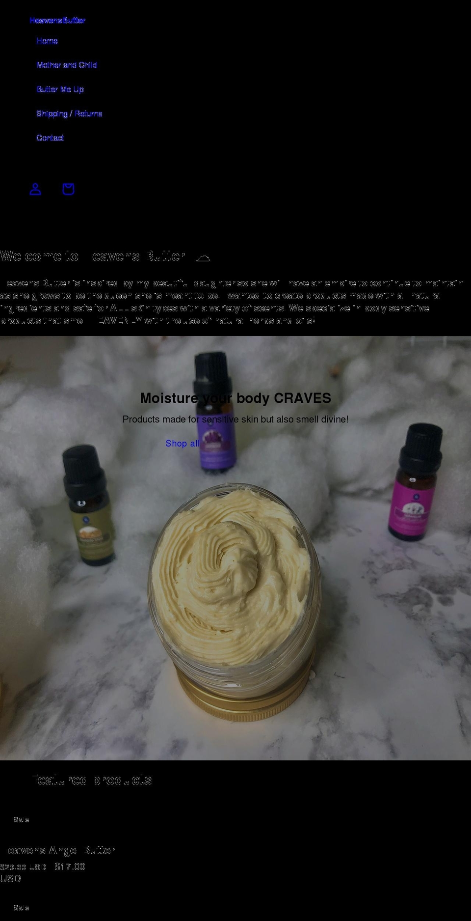 heavensbutter.com shopify website screenshot