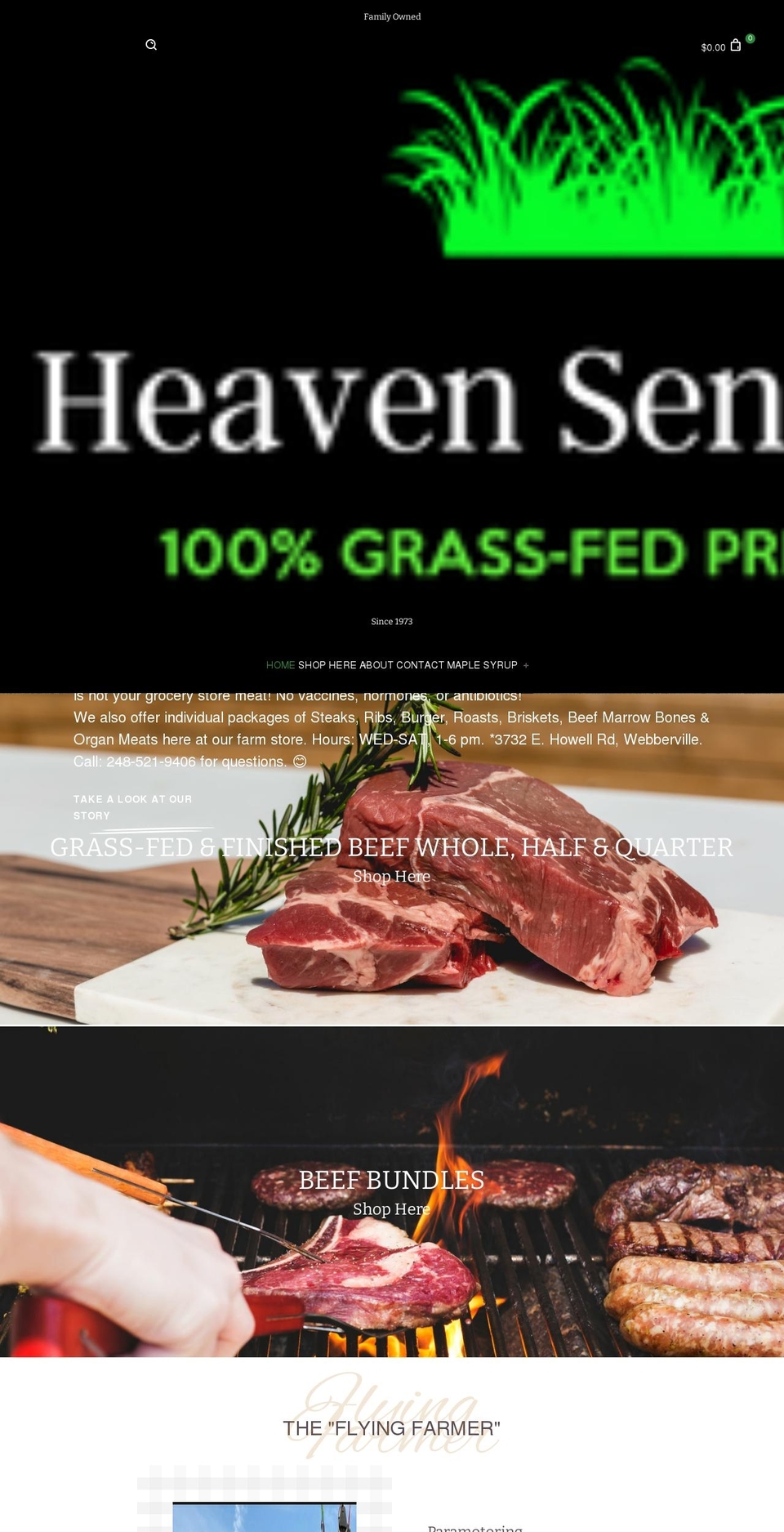 heavensentbeef.com shopify website screenshot