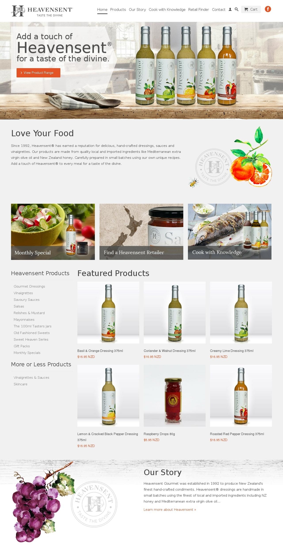 heavensentgourmet.co.nz shopify website screenshot