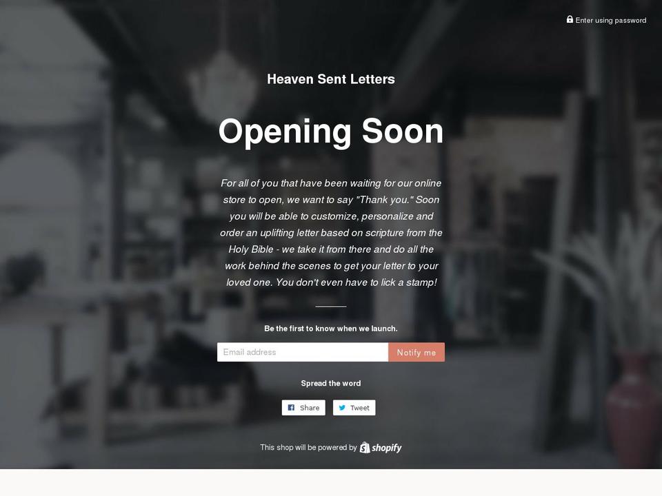 heavensentletters.com — Shopify storefront screenshot