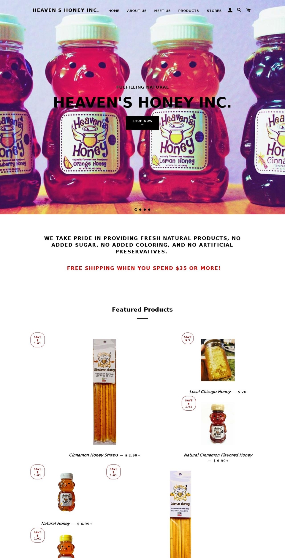 heavenshoneyshop.com — Shopify storefront screenshot