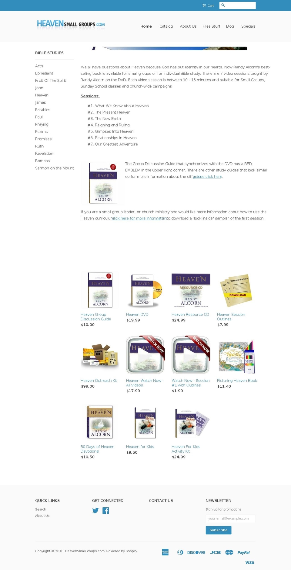 heavensmallgroups.com — Shopify storefront screenshot
