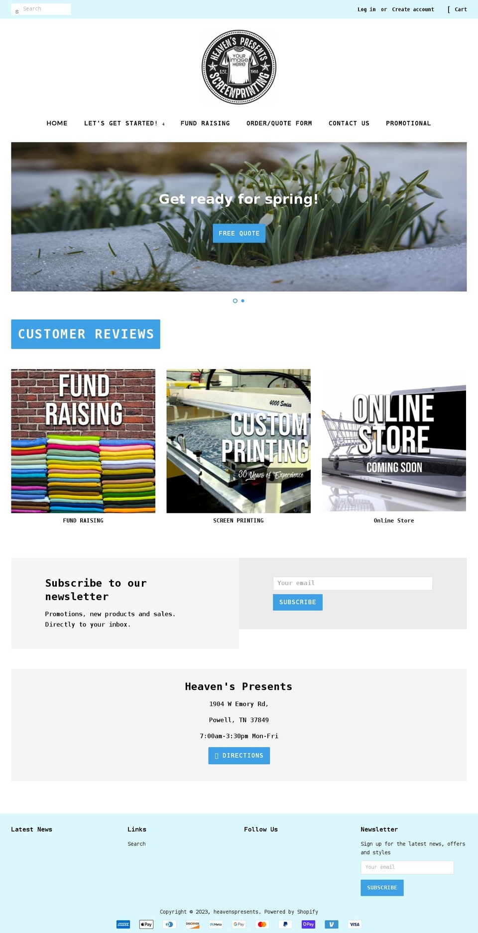 heavenspresents.com shopify website screenshot