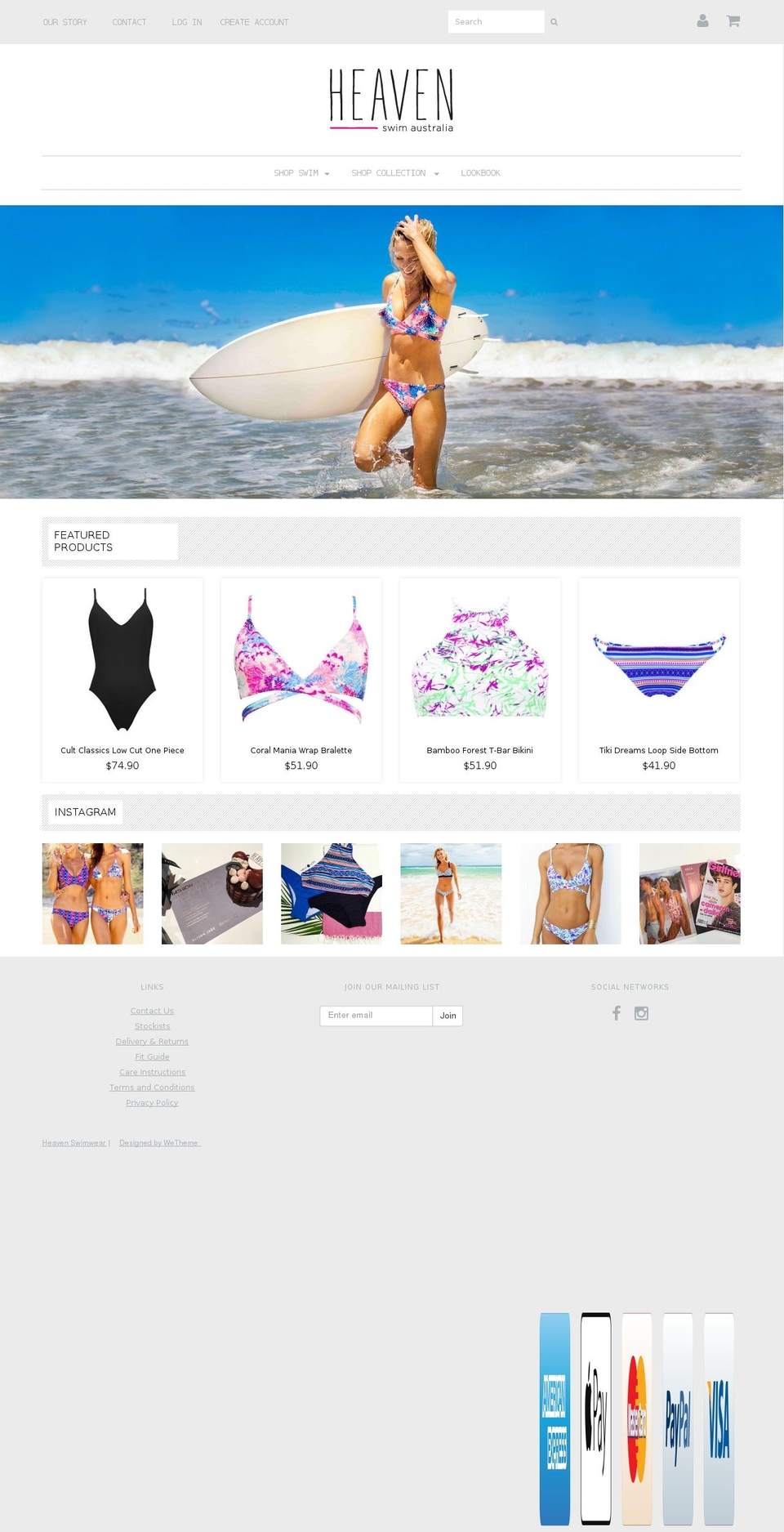 heavenswimwear.com.au shopify website screenshot