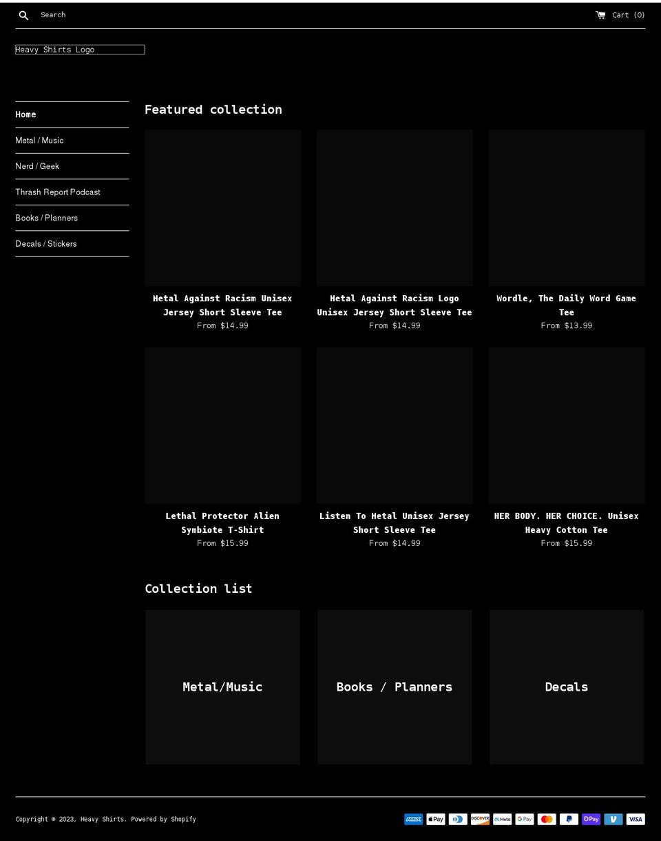 heavy-shirts.com shopify website screenshot