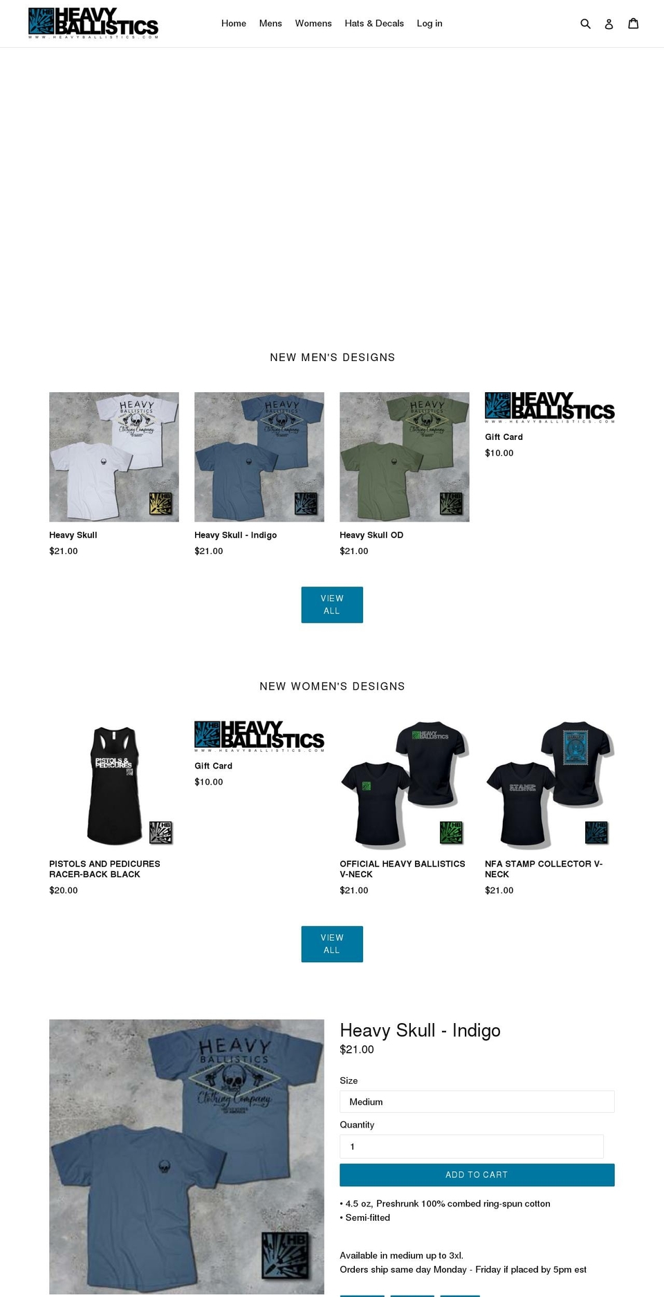 heavyballistics.com shopify website screenshot