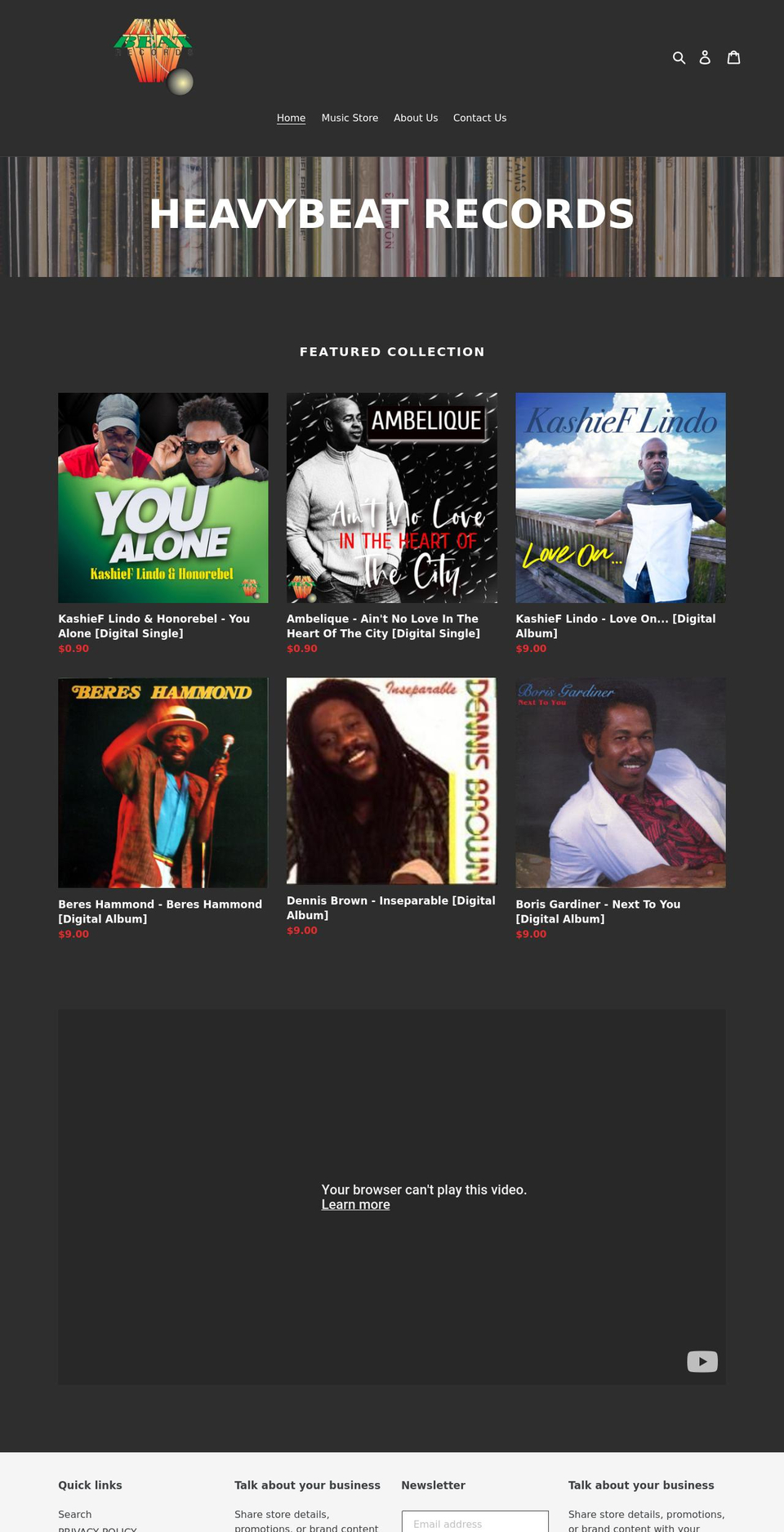 heavybeatreggae.com shopify website screenshot