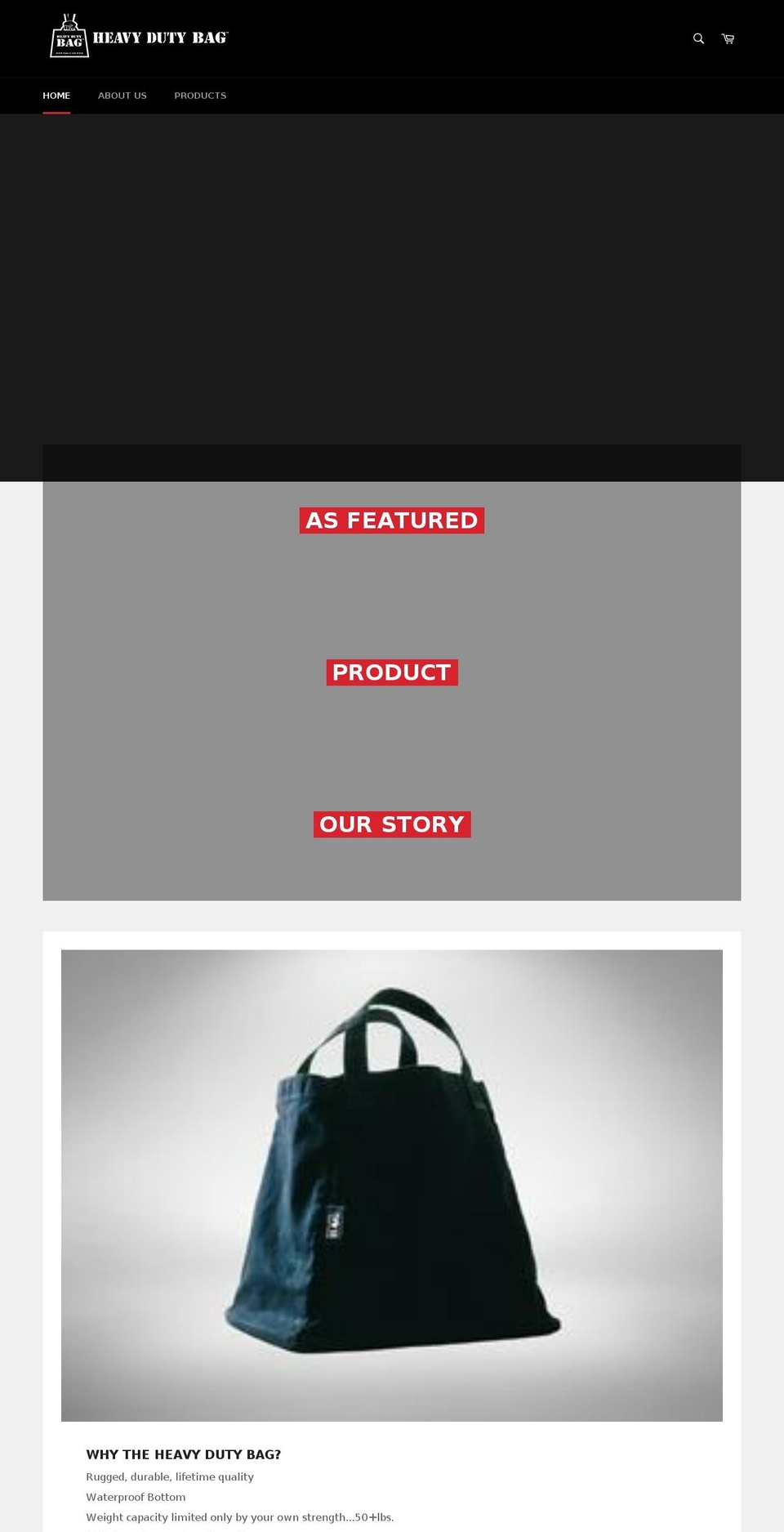 heavydutybag.com — Shopify storefront screenshot