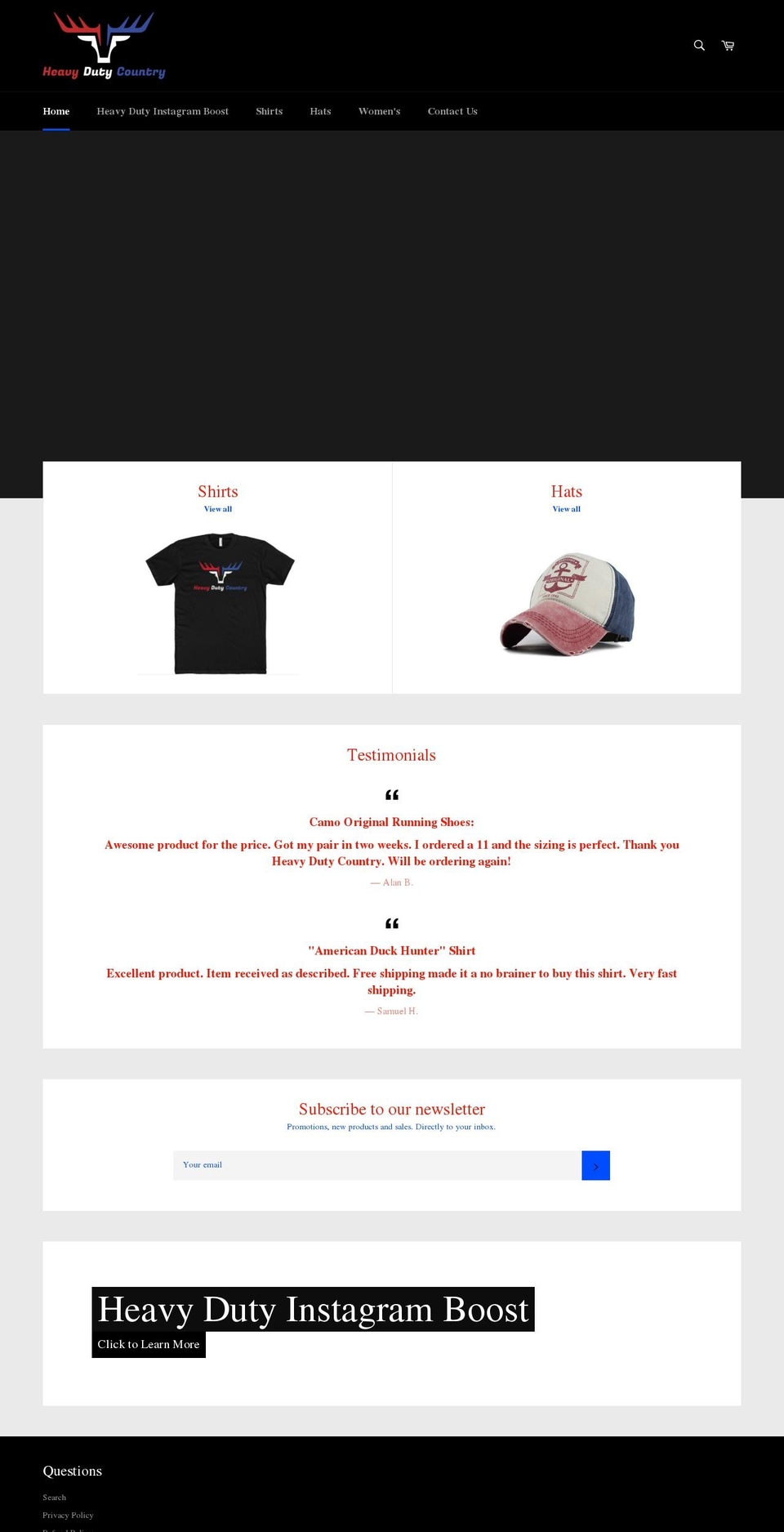 heavydutycountry.com — Shopify storefront screenshot