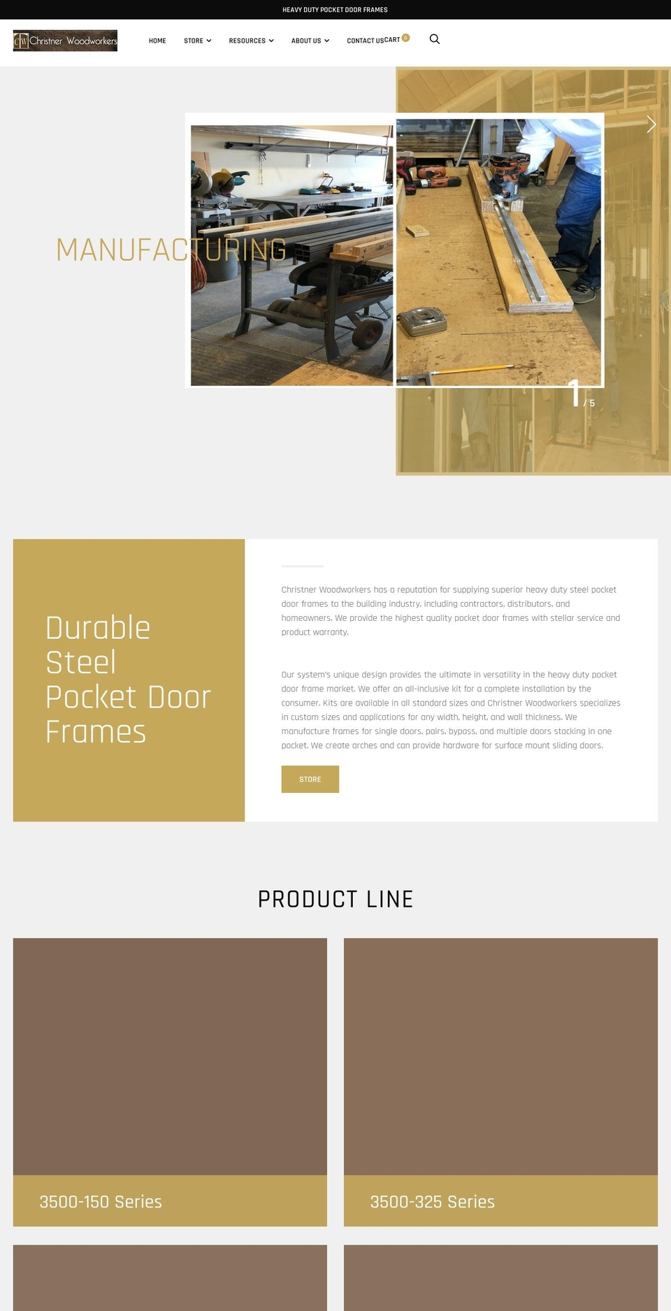 heavydutypocketdoorframes.com shopify website screenshot