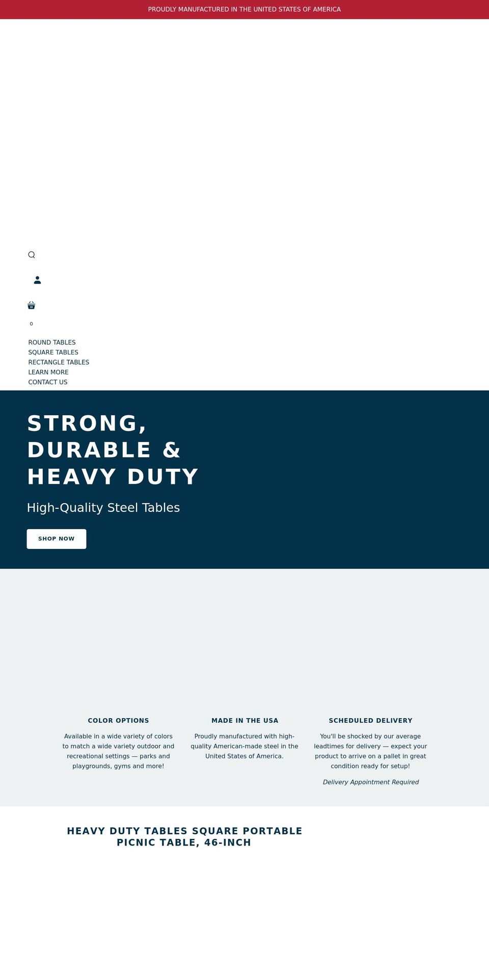 heavydutytables.com shopify website screenshot