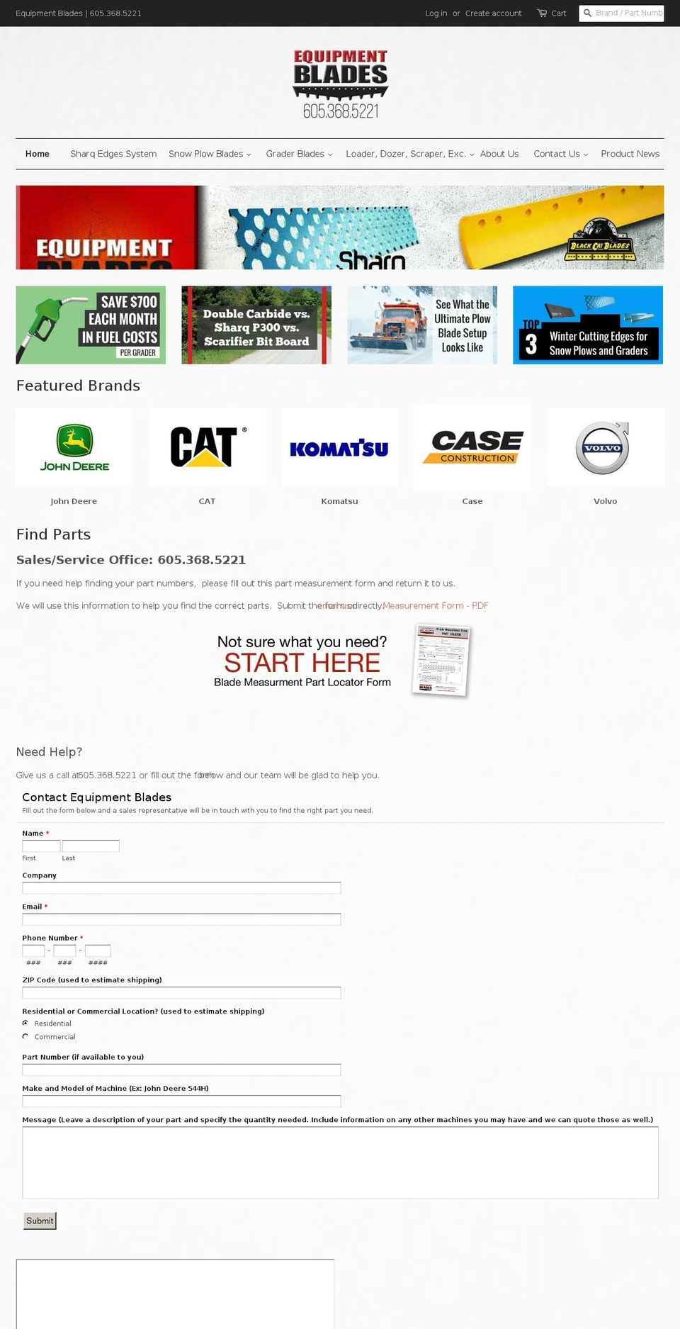 heavyequipmentblades.com — Shopify storefront screenshot