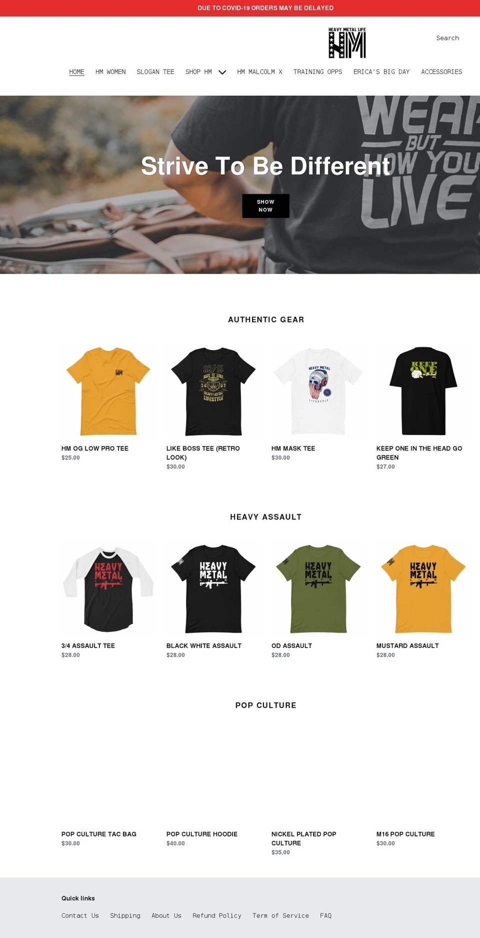 heavymetallife.com shopify website screenshot