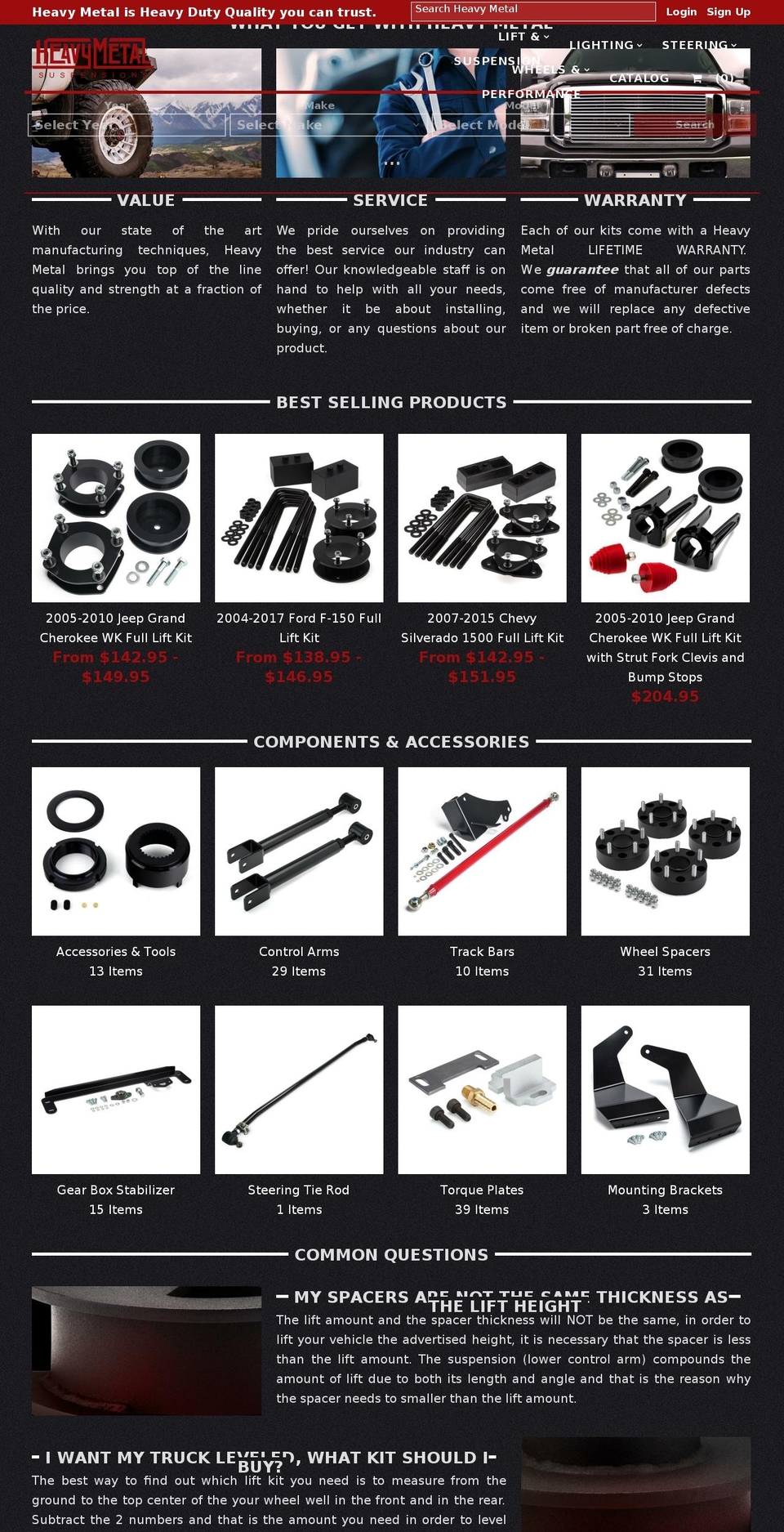 heavymetalsuspensions.com shopify website screenshot