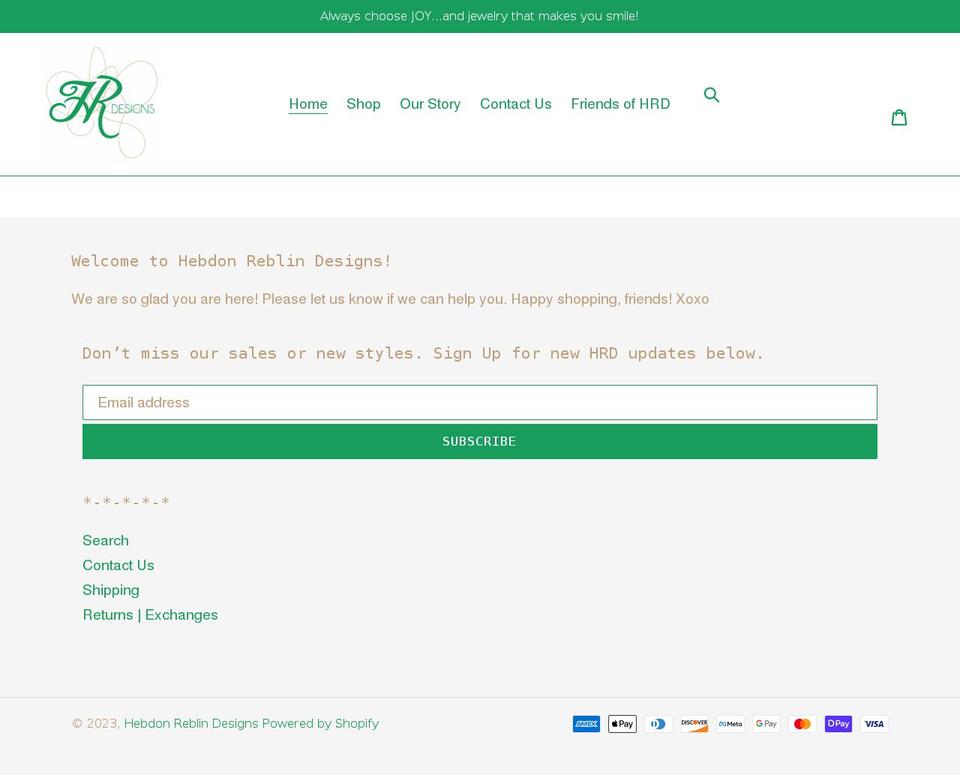 hebdonreblindesigns.com shopify website screenshot