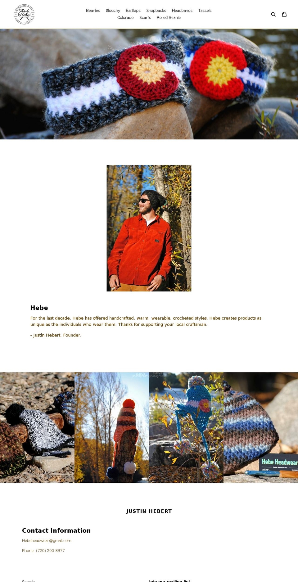 hebeheadwear.com shopify website screenshot