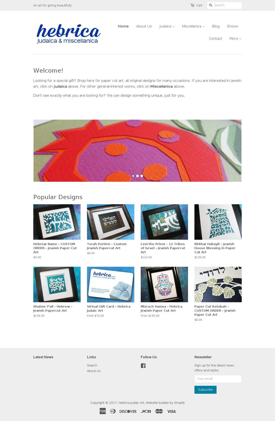 hebrica.com shopify website screenshot