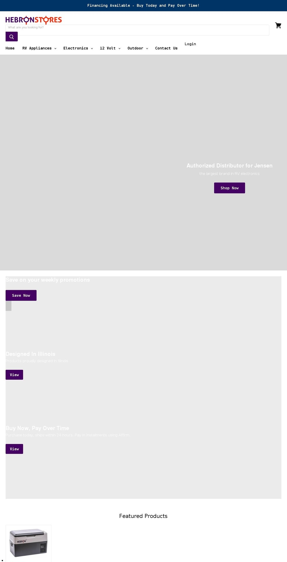 hebronrvparts.com shopify website screenshot