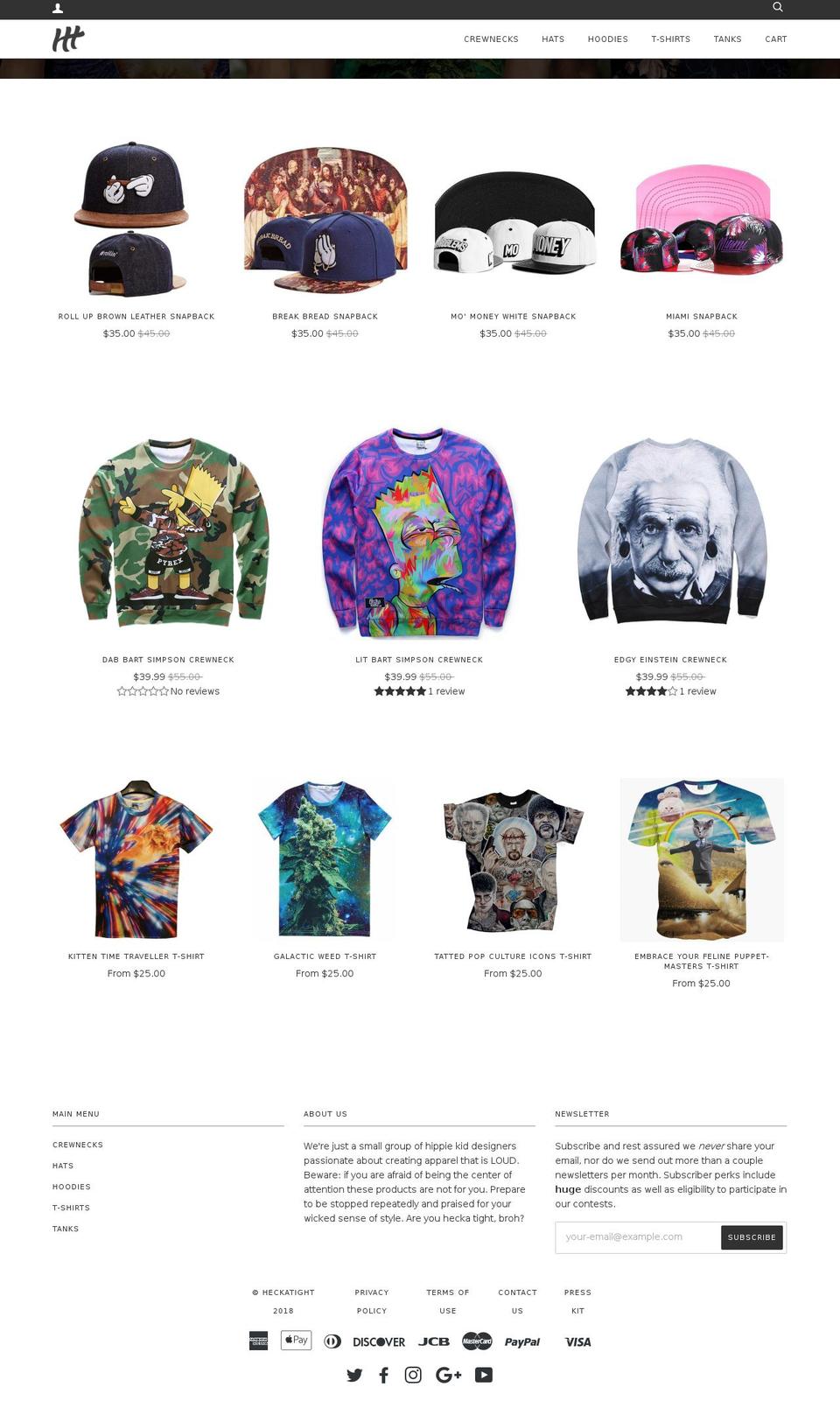 heckatight.com — Shopify storefront screenshot